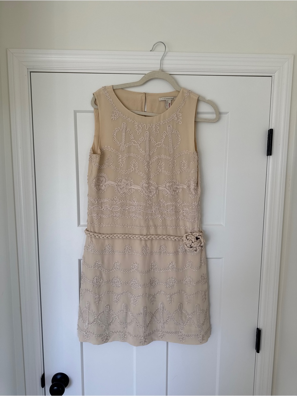 Y2K BCBG Runway Sleeveless Embellished Dress with Knotted Waist Accent